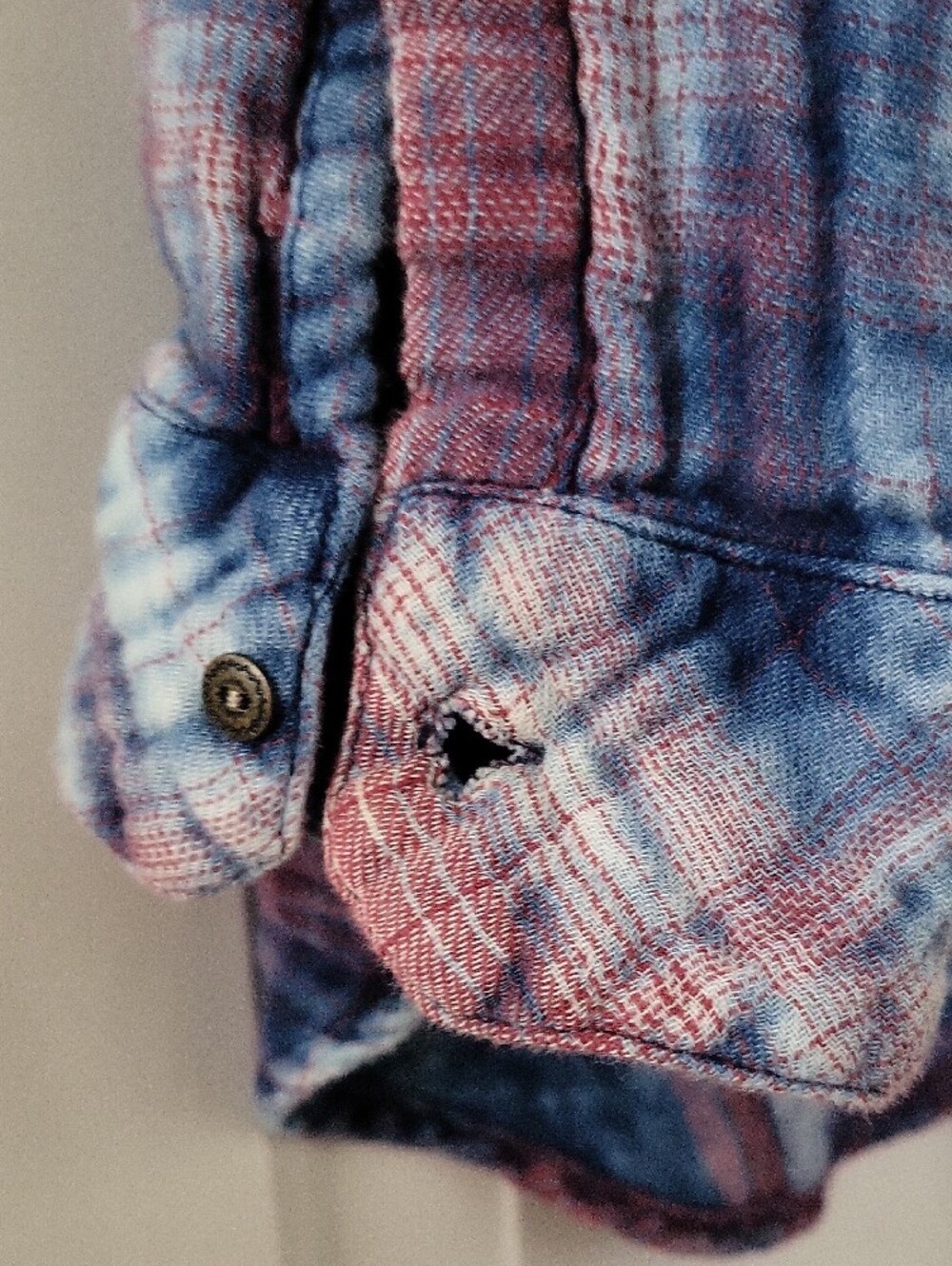 Free People Blue and Red Plaid Button Down Shirt - Picture 5 of 6